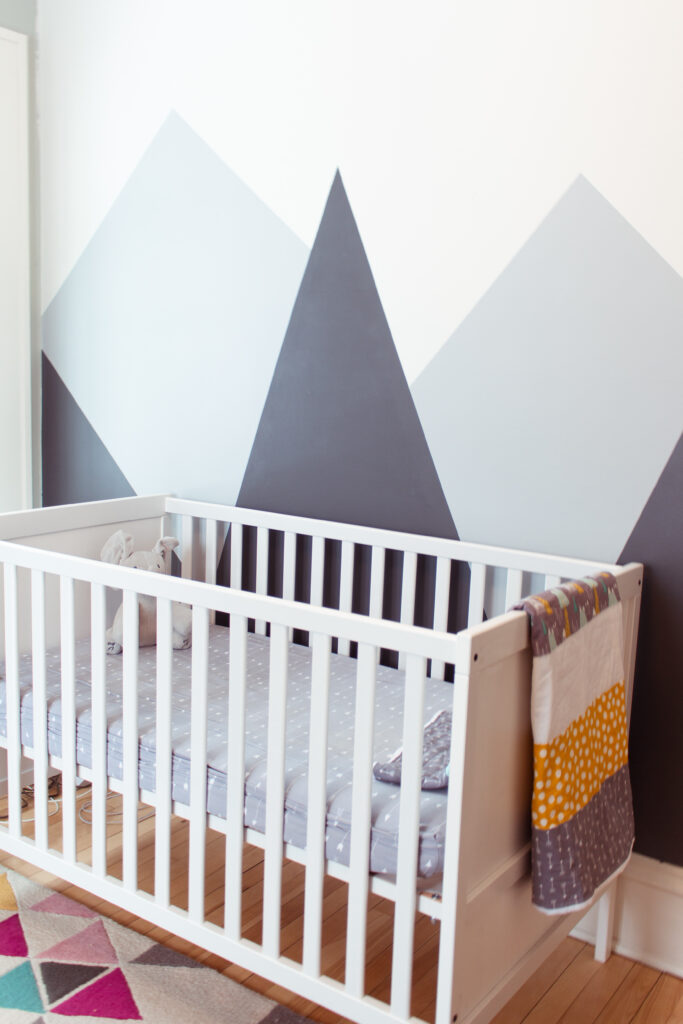 Nursery mountain wall design 