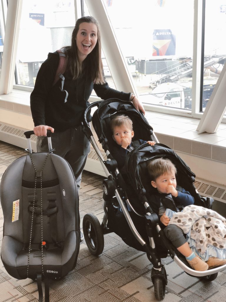 flying with a double stroller