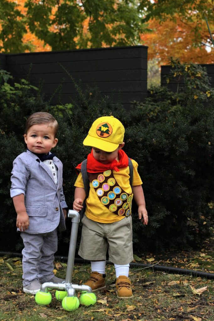 How to make a Toddler Russell and Carl Up costume - Coco's Caravan To make a Toddler Russell and Carl Up costume, start by dressing your little one in a pair of shorts and a colorful wilderness explorer shirt for Russell. For Carl, create a makeshift cane out of a cardboard tube and dress your child in a suit and bow tie. Add a few balloons to complete the look and you'll have the cutest duo from the movie Up ready for Halloween!