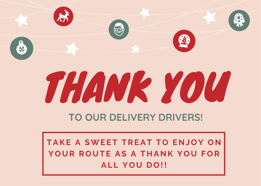 Thank You to Delivery Drivers 
