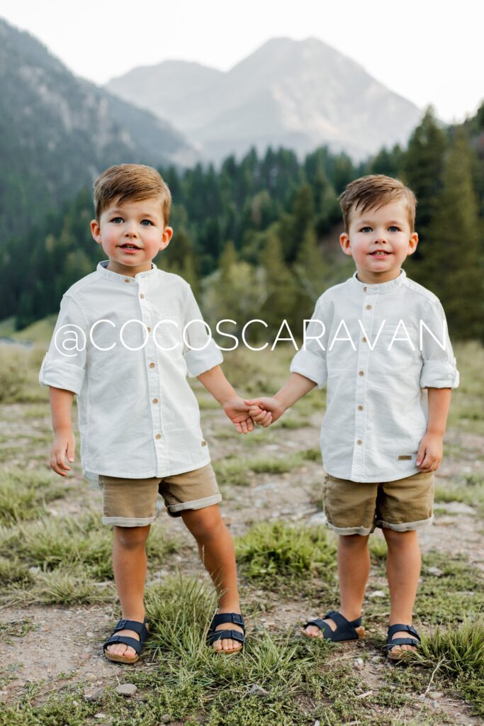 Toddler twin boys summer family photos session 
