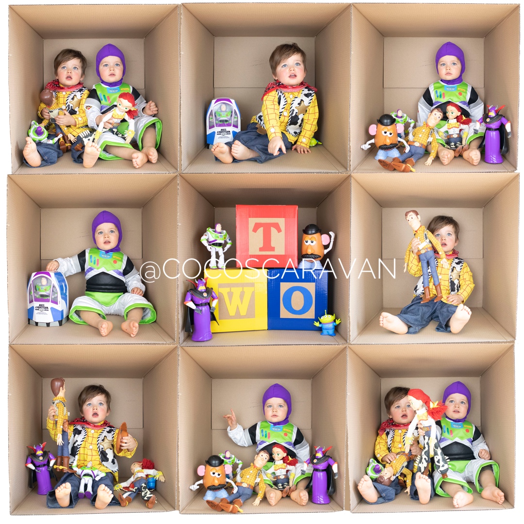 How to create this fun Toy story birthday box photoshoot