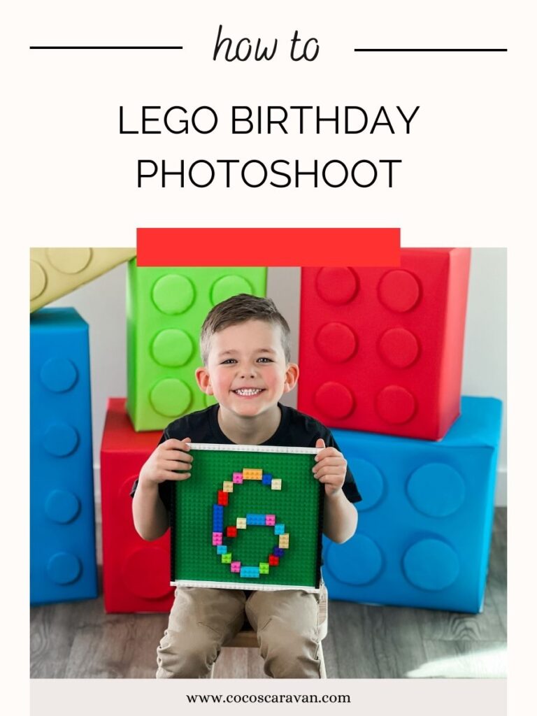 I’m going to show you how to take your kids birthday LEGO photoshoot at home. I wanted a professional photoshoot for my boys sixth birthday, but didn’t want to spend the money. I decided to do it myself and I want to help you do the same. See how I put this adorable LEGO themed birthday photoshoot together.