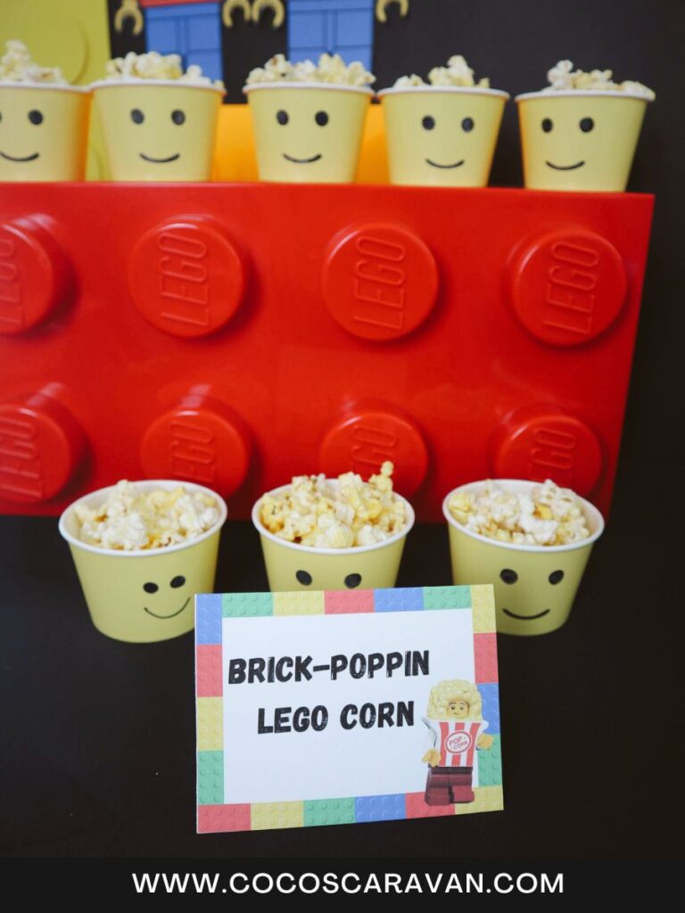 If you are looking for Lego party food ideas you have come to the right place. You’ll find great ideas for food at your kids Lego party. I love when the food goes along with the theme and I had fun coming up with ideas that worked with Legos. You will also find free printable food labels below.