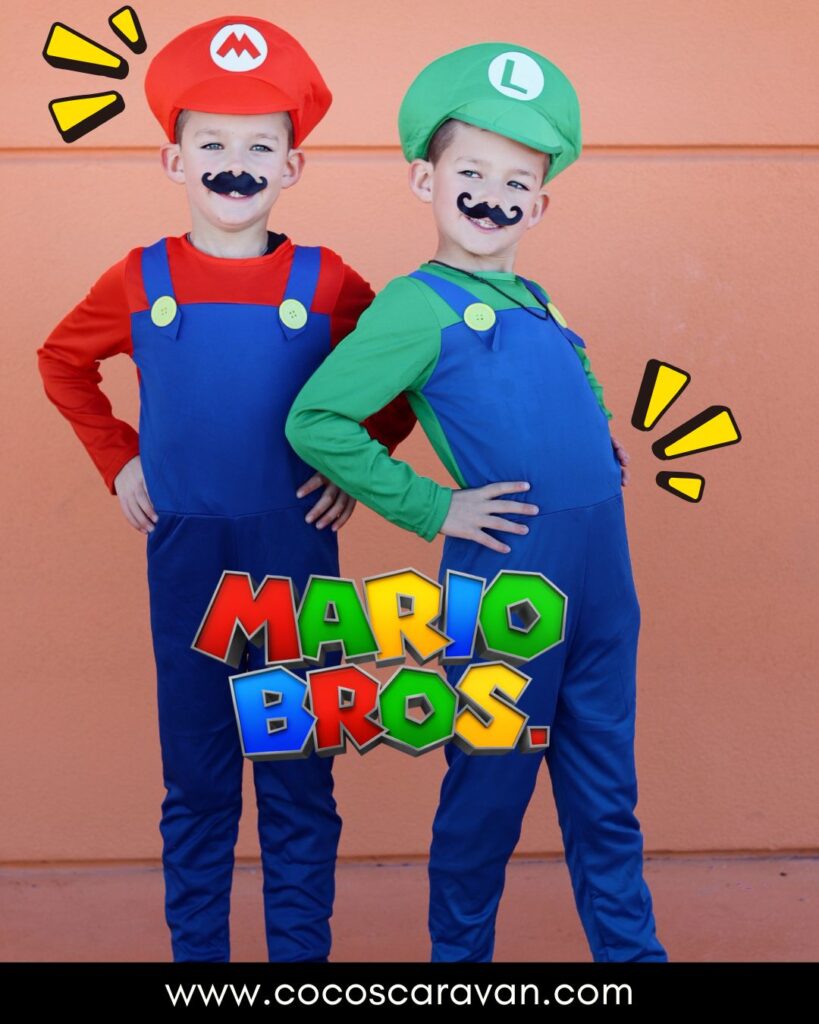 Create a DIY Super Mario costume for the whole family even the dog! Follow this easy tutorial to dress up as Mario, Luigi, Princess Peach, and more for a fun and affordable group Halloween costume idea.