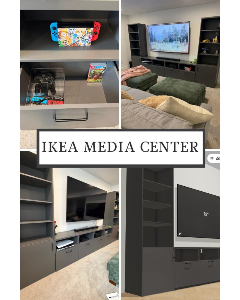 See how we created an IKEA media center build. A budget-friendly way to design a functional TV unit with storage for games, DVDs, and more.