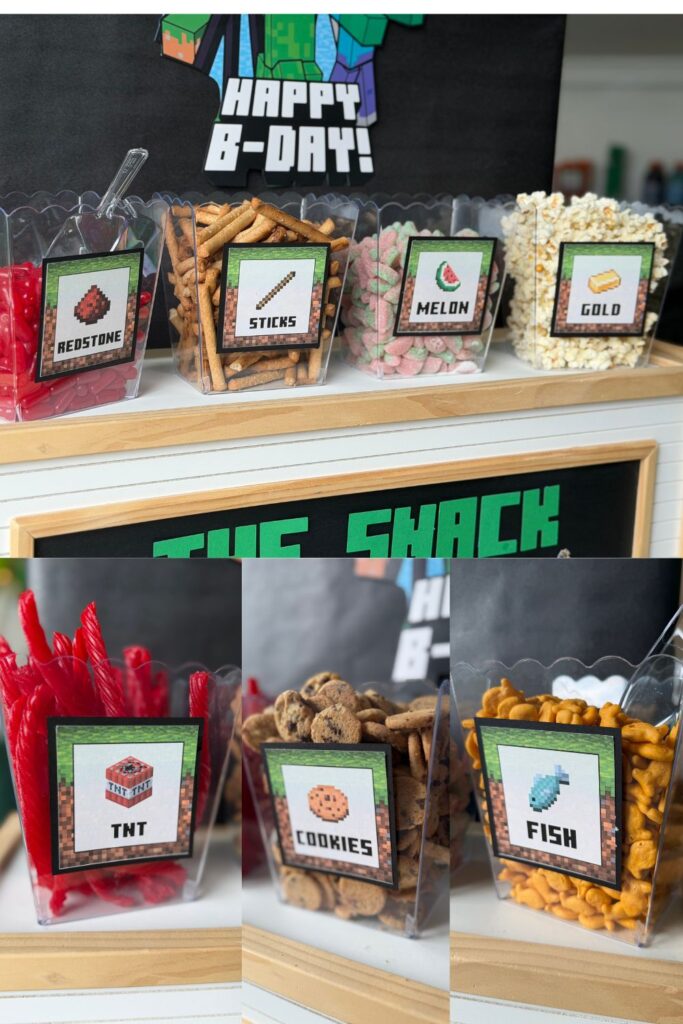 Make your celebration extra fun with these easy Minecraft party snacks! Get simple food ideas plus free printable Minecraft food labels to create a themed party kids will love.