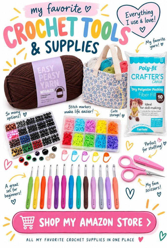 Learn crochet for beginners with my favorite tools, apps, starter kits, and easy patterns that helped me learn and fall in love with crocheting.